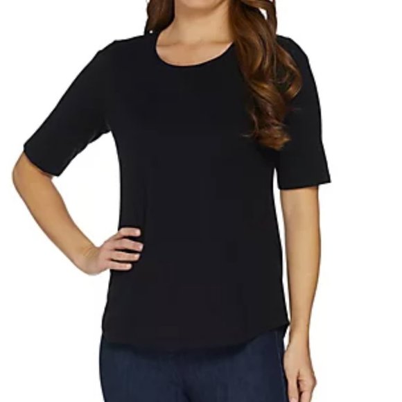 Denim&Co Tops - Denim & Co Essentials Elbow Sleeve Knit Top  10886